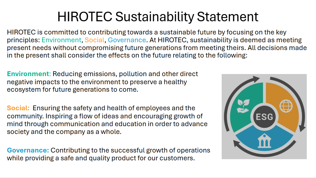 HIROTEC Sustainability Statement